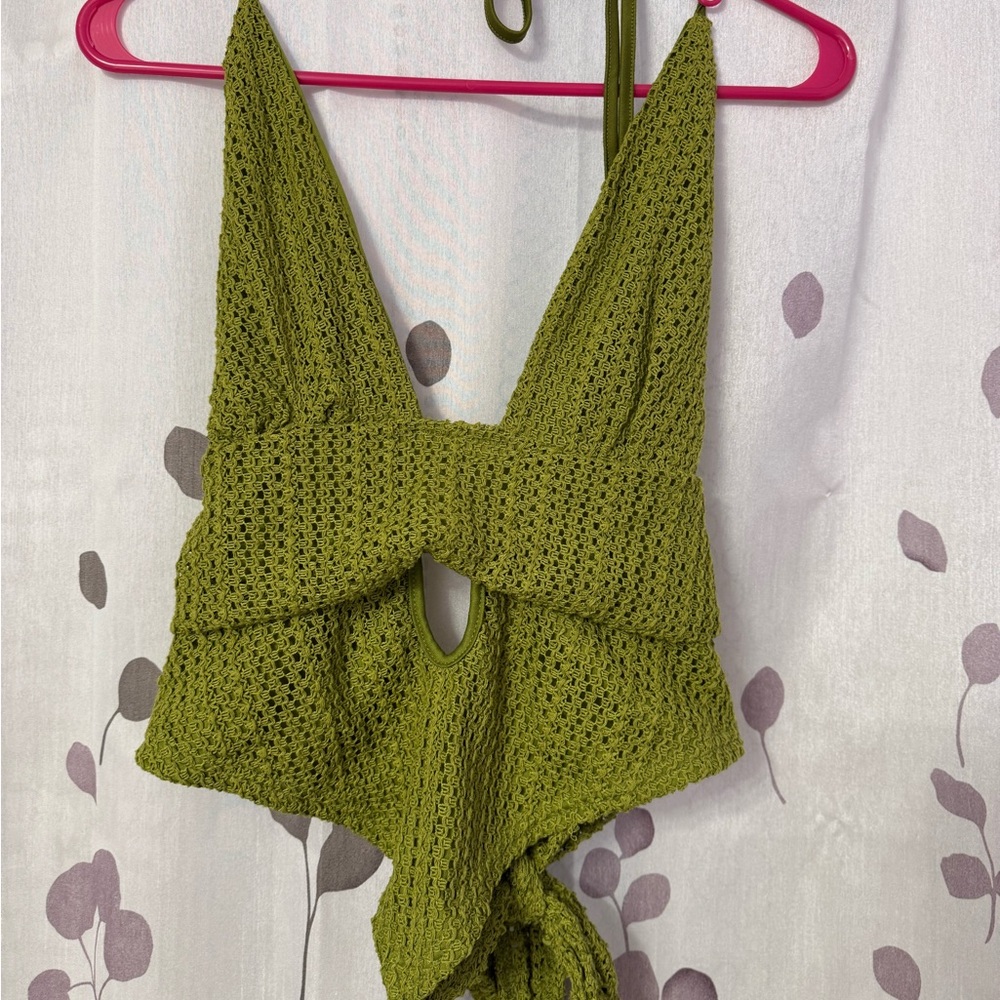 Green halter top